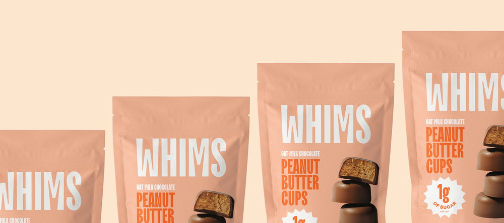 Whims Peanut Butter Cups Standing Pouches.